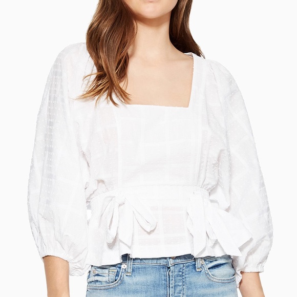 Parker Tops - NWT PARKER eliana cotton blouse tie top white XS
